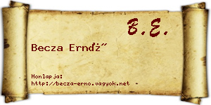 Becza Ernő névjegykártya